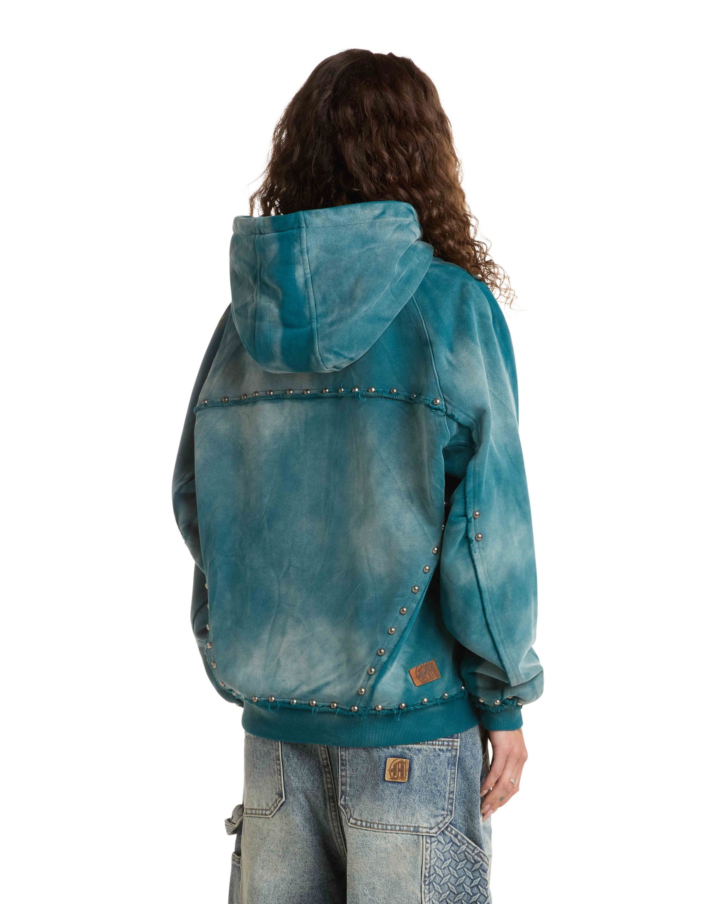 METAL RIVET ZIP-UP HOODIE