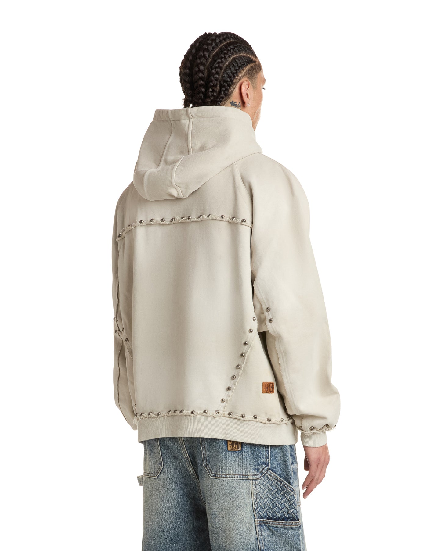 METAL RIVET ZIP-UP HOODIE