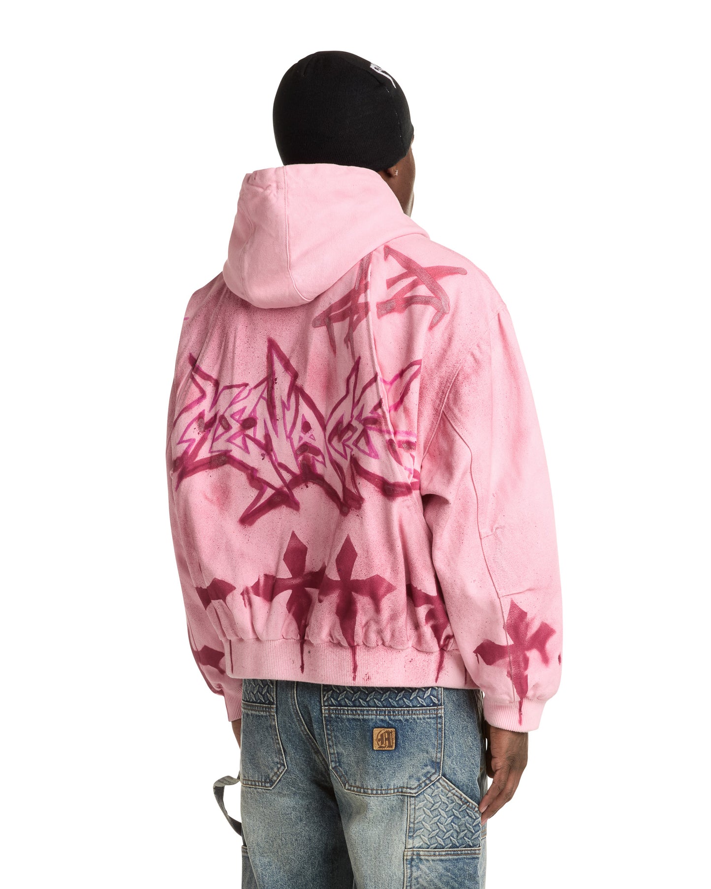 GRAFFITI STEEL EMBOSSED CANVAS HOODED JACKET