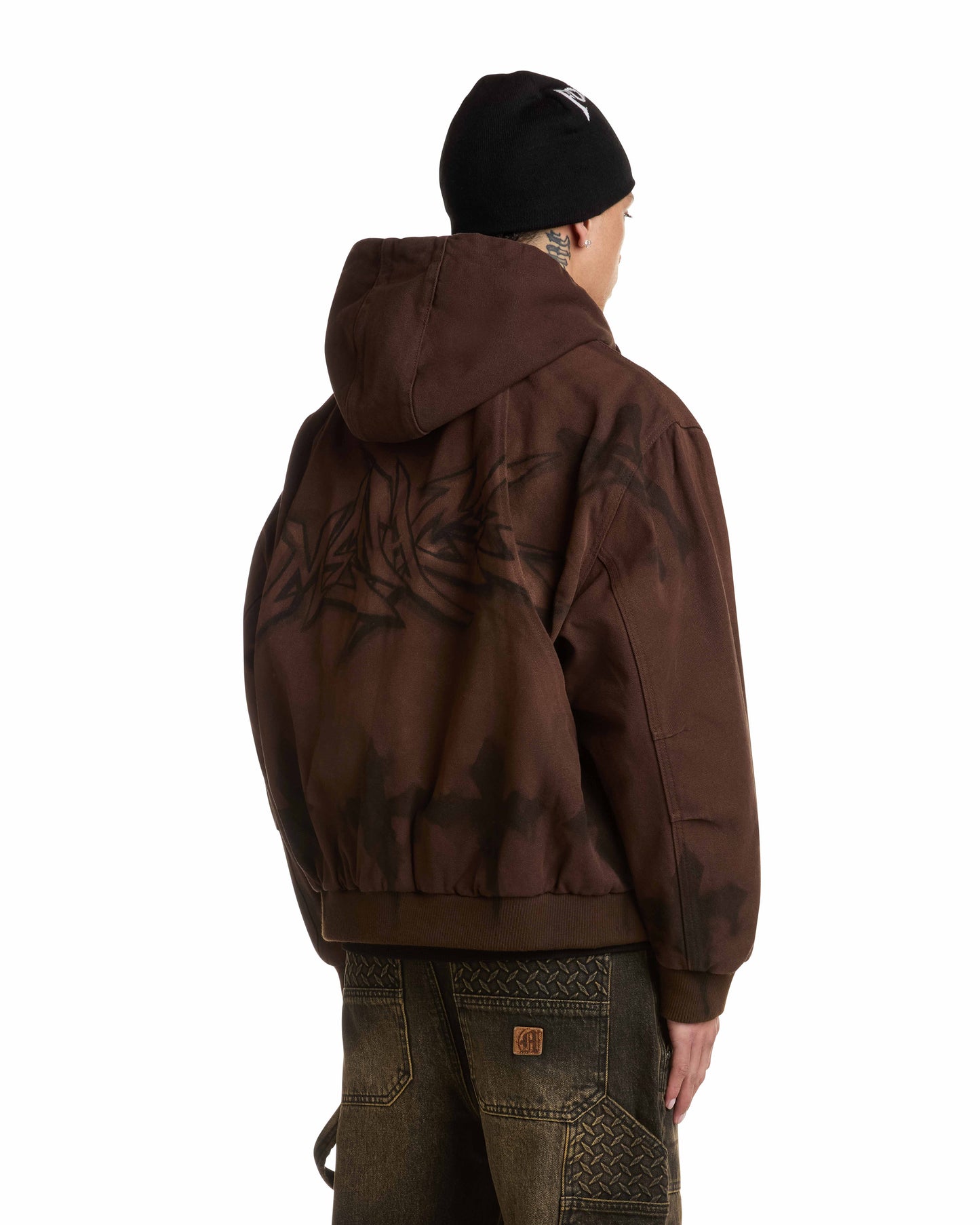 GRAFFITI STEEL EMBOSSED CANVAS HOODED JACKET