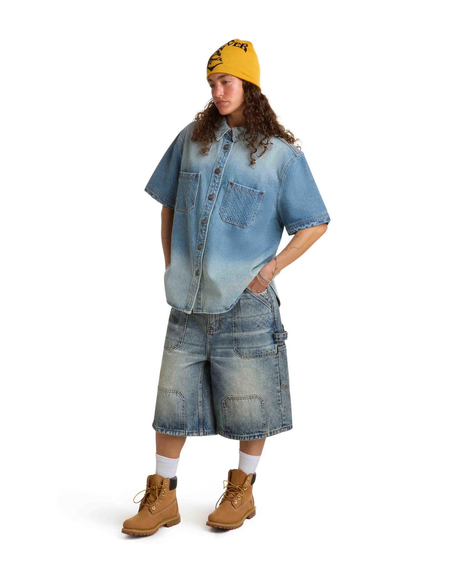 STEEL EMBOSSED DENIM WORK SHIRT