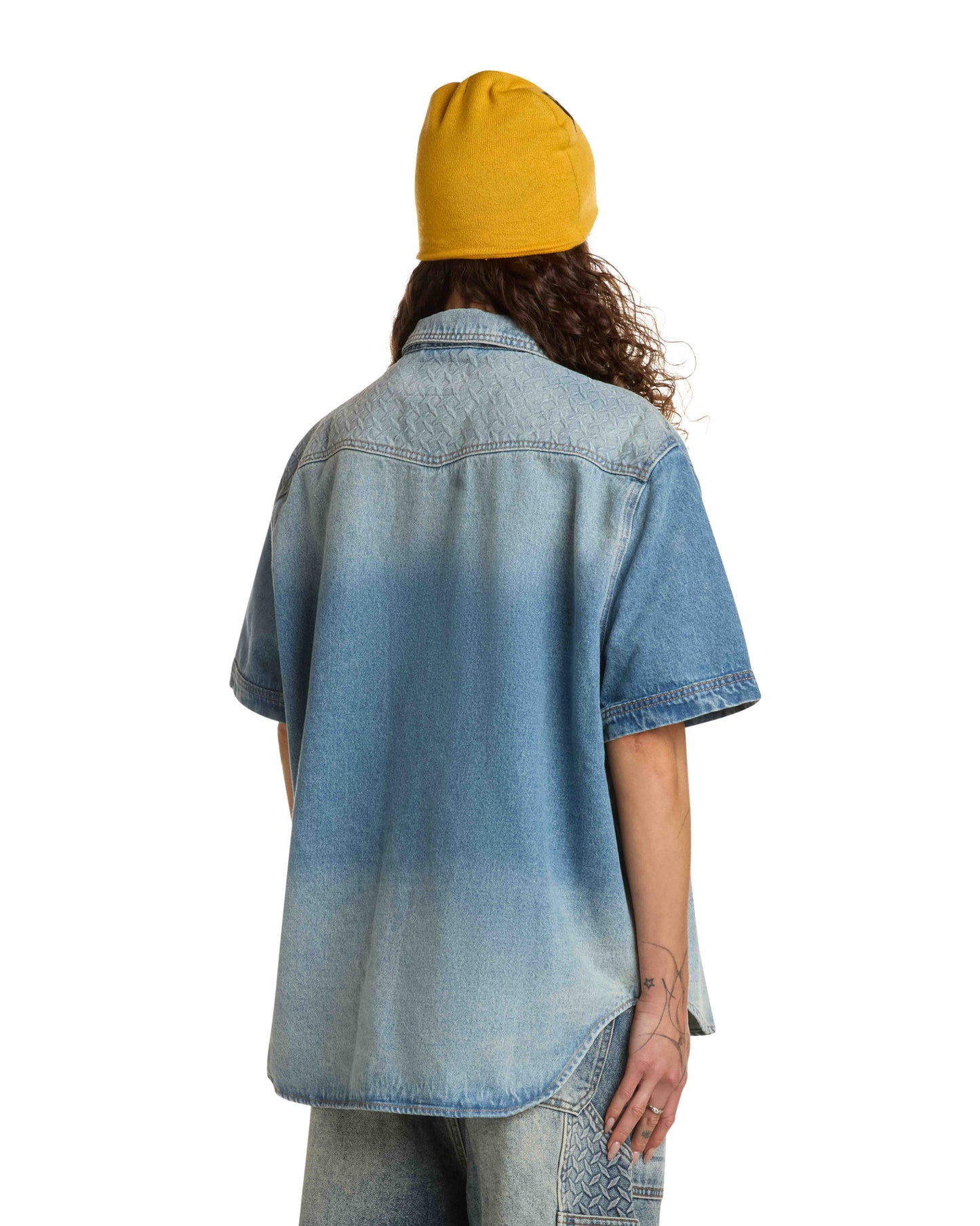 STEEL EMBOSSED DENIM WORK SHIRT