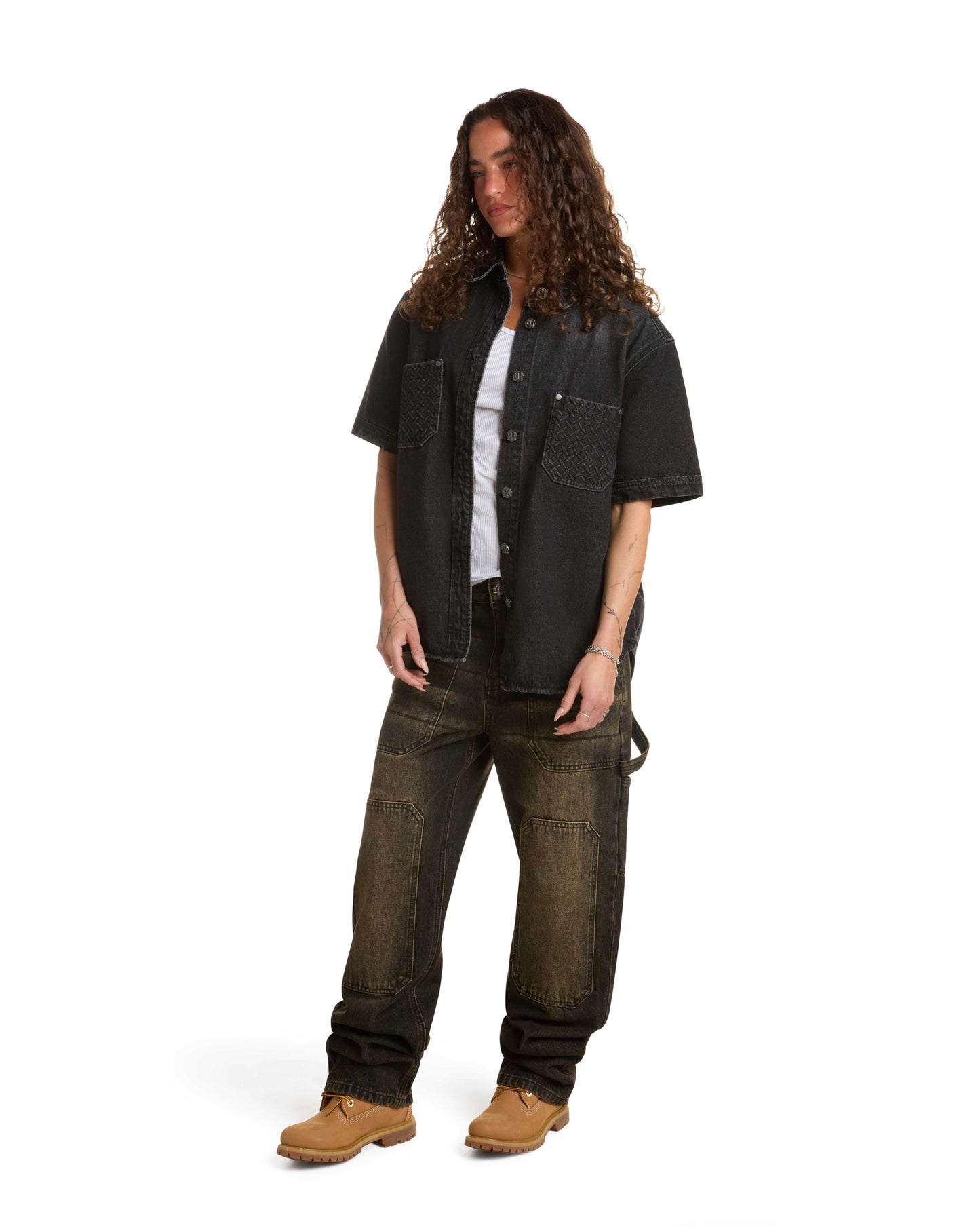 STEEL EMBOSSED DENIM WORK SHIRT
