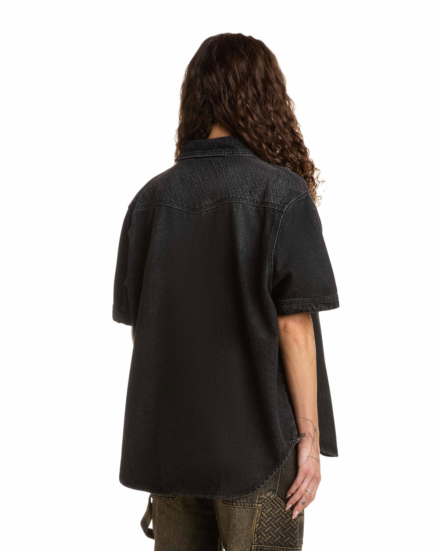 STEEL EMBOSSED DENIM WORK SHIRT