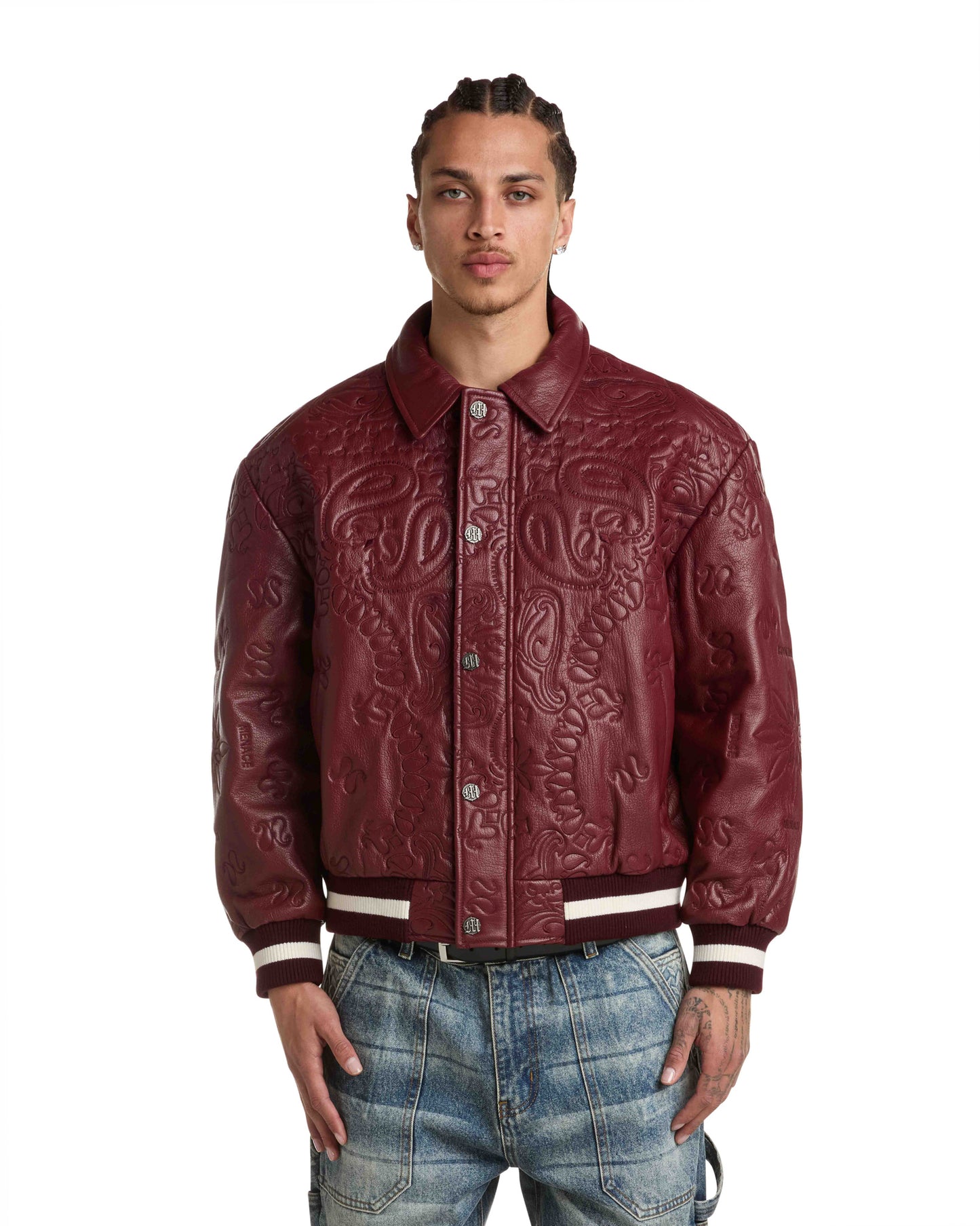 GENUINE LAMBSKIN LEATHER PAISLEY JACKET
