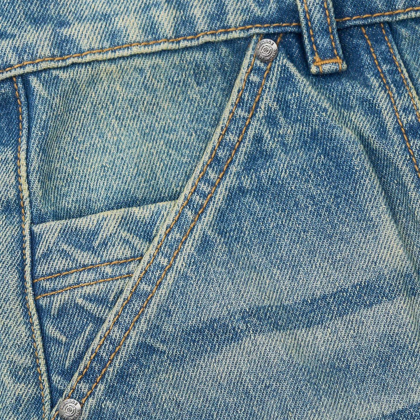 STEEL EMBOSSED DENIM CARPENTER SHORTS