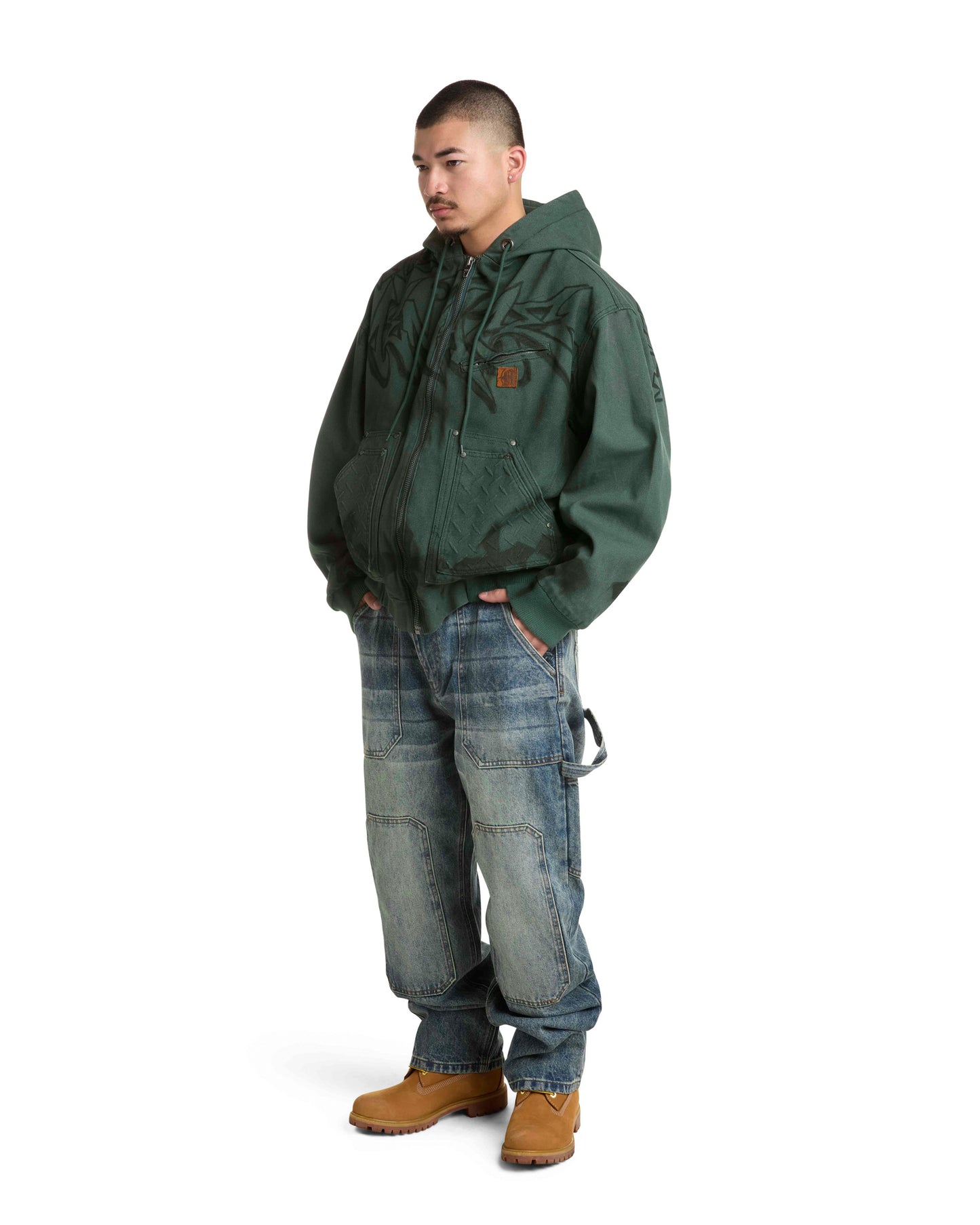 STEEL EMBOSSED DENIM CARPENTER PANTS