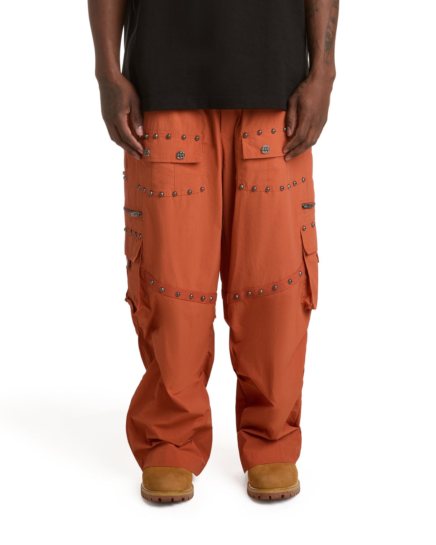 METAL RIVET NYLON PANTS