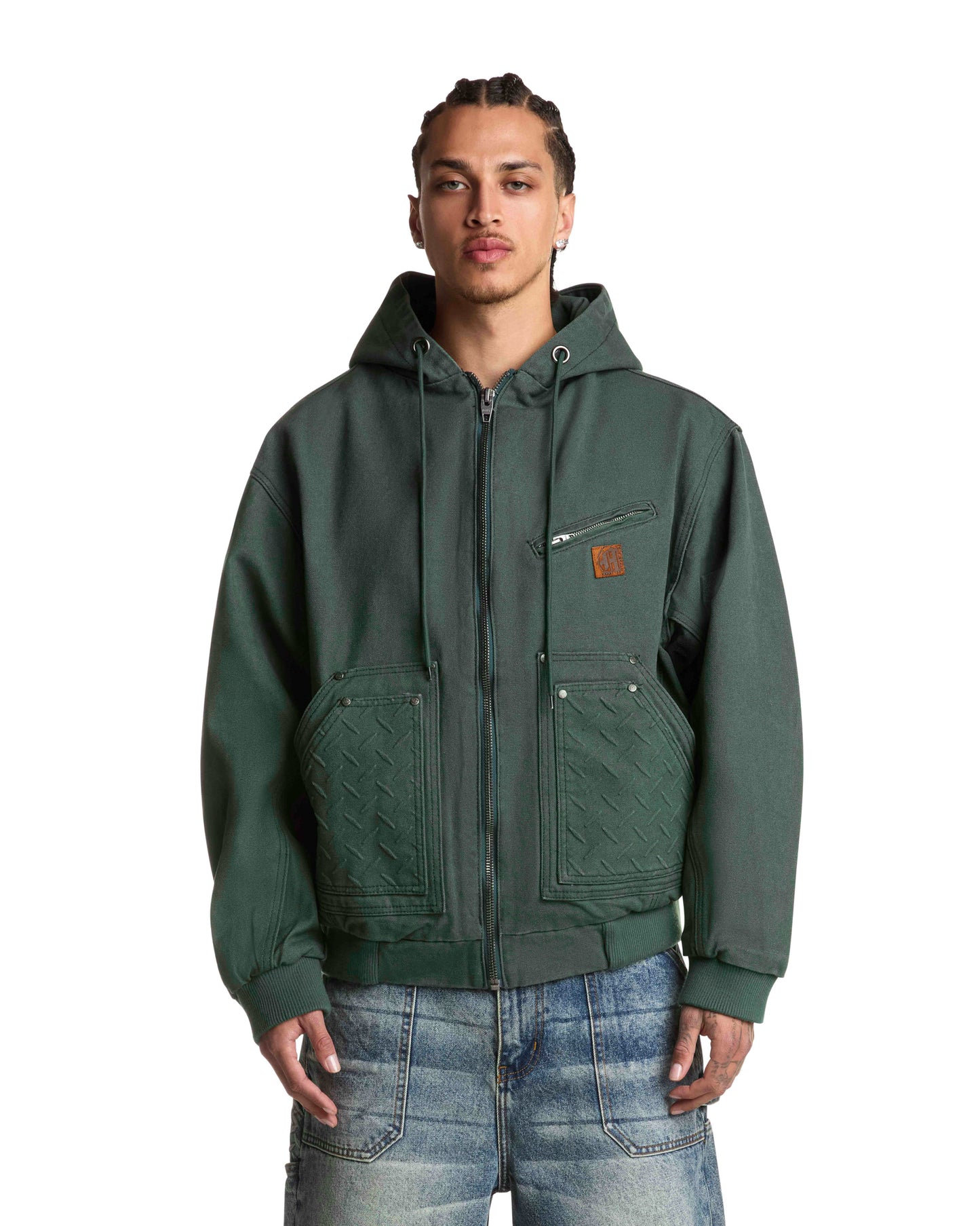 STEEL EMBOSSED CANVAS HOODED JACKET