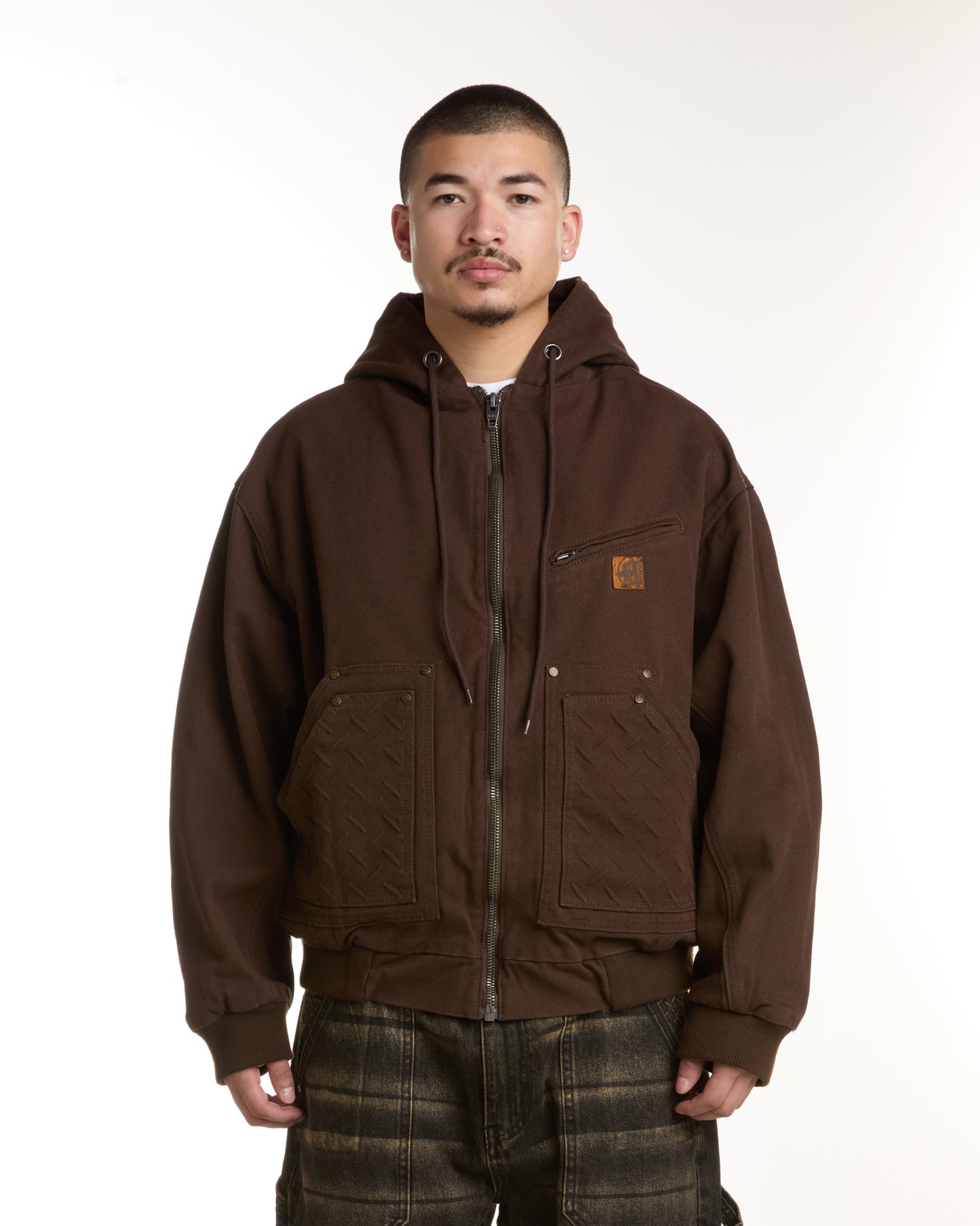 STEEL EMBOSSED CANVAS HOODED JACKET