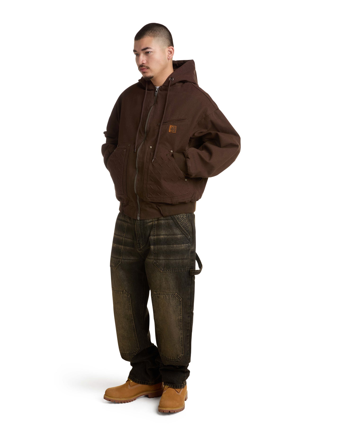 STEEL EMBOSSED CANVAS HOODED JACKET