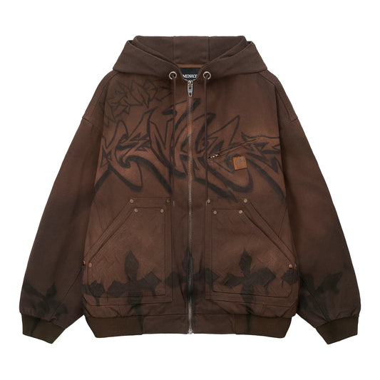 GRAFFITI STEEL EMBOSSED CANVAS HOODED JACKET