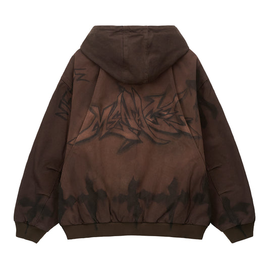 GRAFFITI STEEL EMBOSSED CANVAS HOODED JACKET