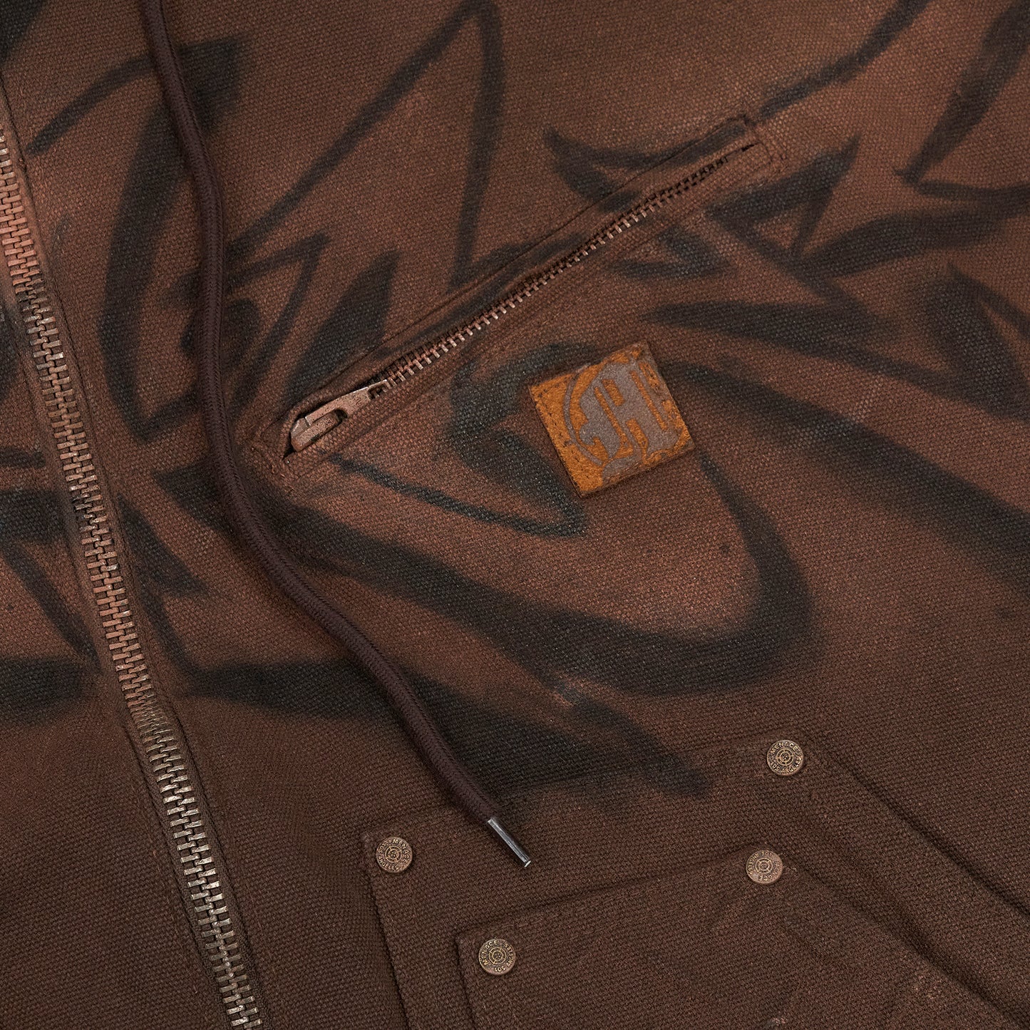 GRAFFITI STEEL EMBOSSED CANVAS HOODED JACKET