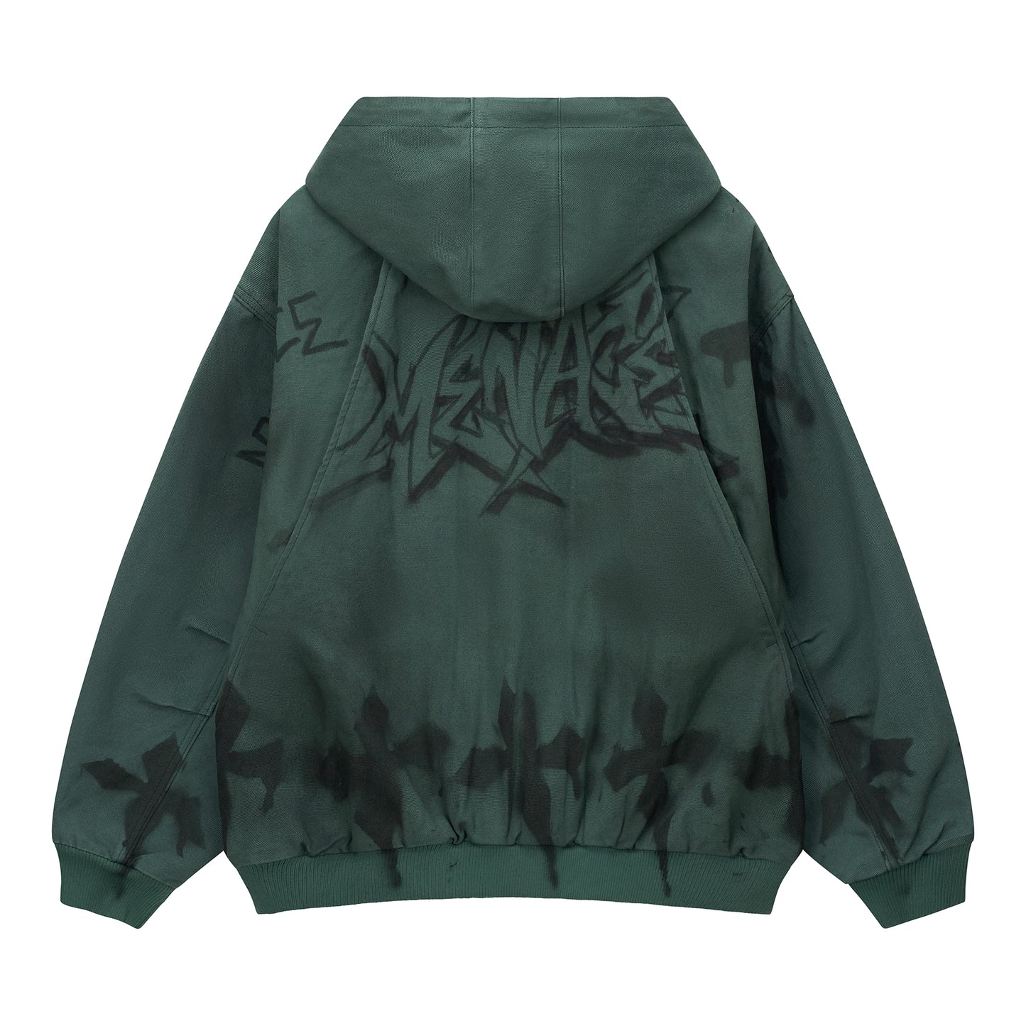 GRAFFITI STEEL EMBOSSED CANVAS HOODED JACKET