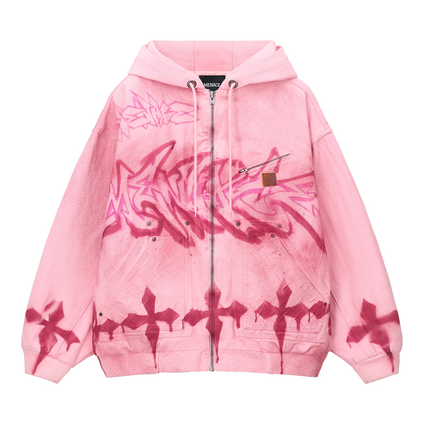 GRAFFITI STEEL EMBOSSED CANVAS HOODED JACKET