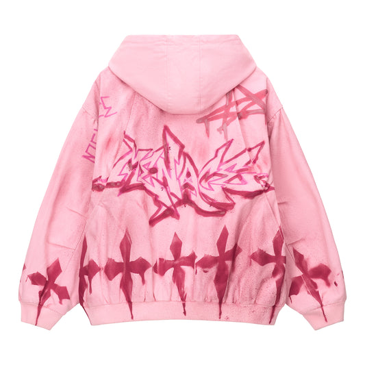 GRAFFITI STEEL EMBOSSED CANVAS HOODED JACKET