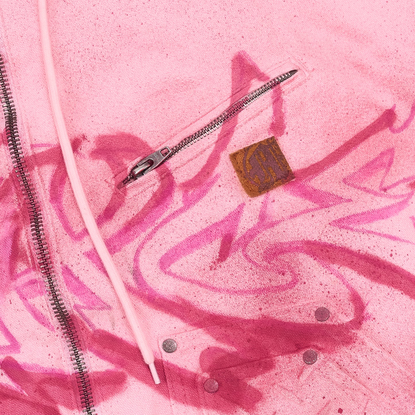 GRAFFITI STEEL EMBOSSED CANVAS HOODED JACKET