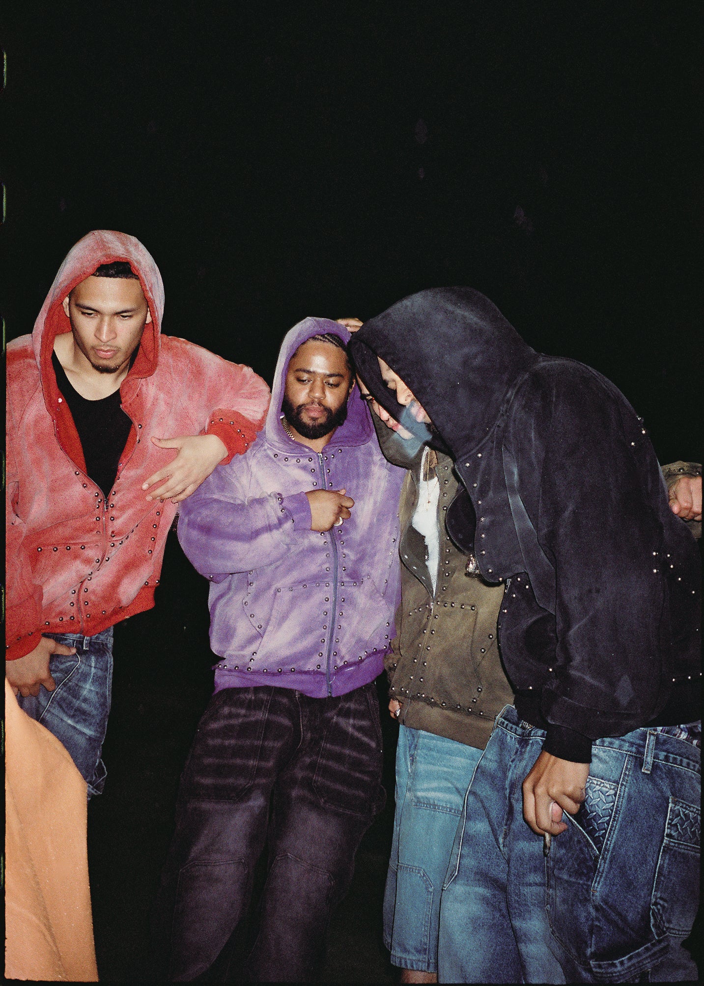 METAL RIVET ZIP-UP HOODIE