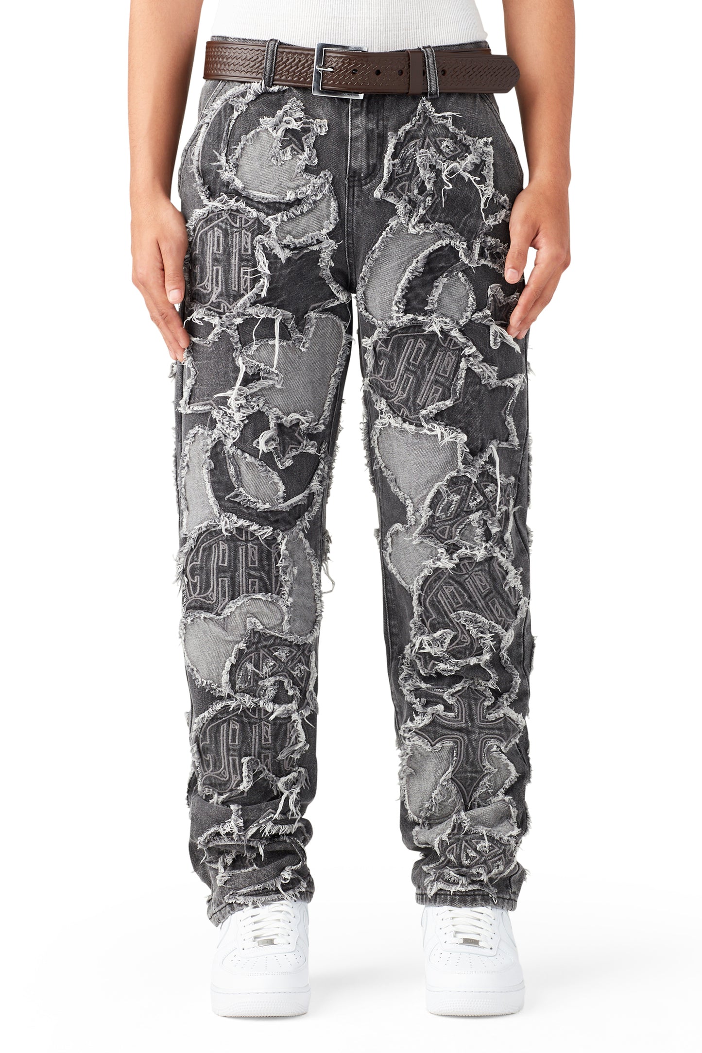 ICONOGRAPHY DENIM PATCH WORK PANTS