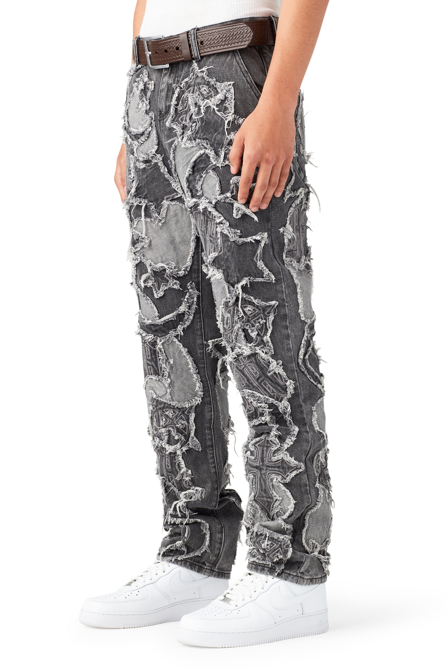 ICONOGRAPHY DENIM PATCH WORK PANTS