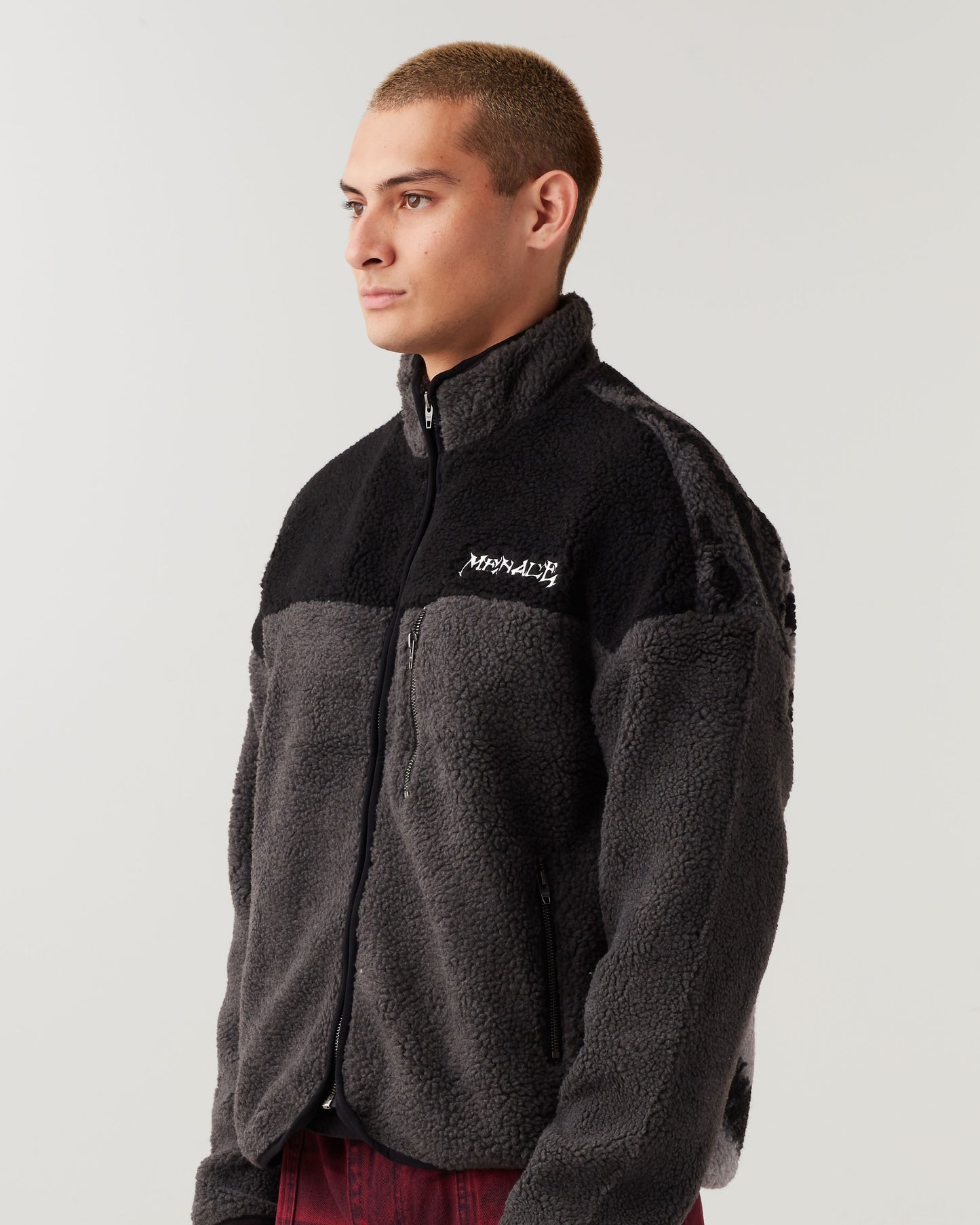 BLACK TIGER SHERPA FLEECE ZIP-UP JACKET