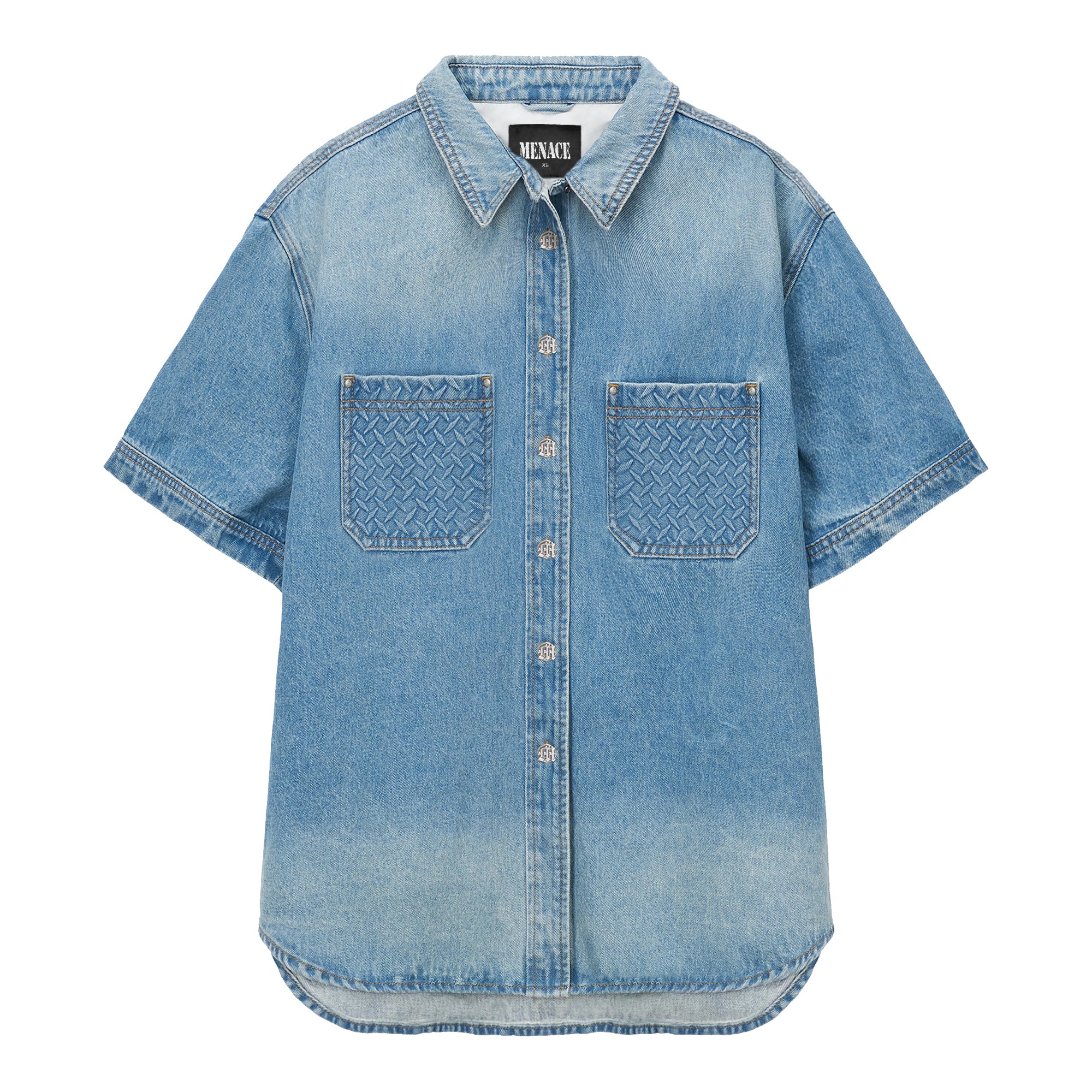 STEEL EMBOSSED DENIM WORK SHIRT – MENACE