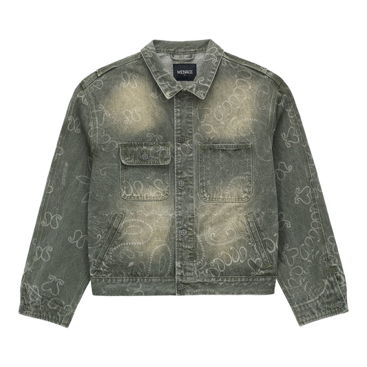 LASER ENGRAVED PAISLEY DENIM JACKET