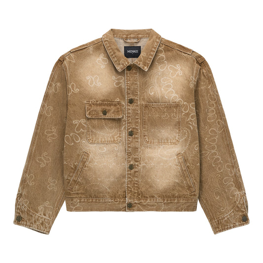 LASER ENGRAVED PAISLEY DENIM JACKET