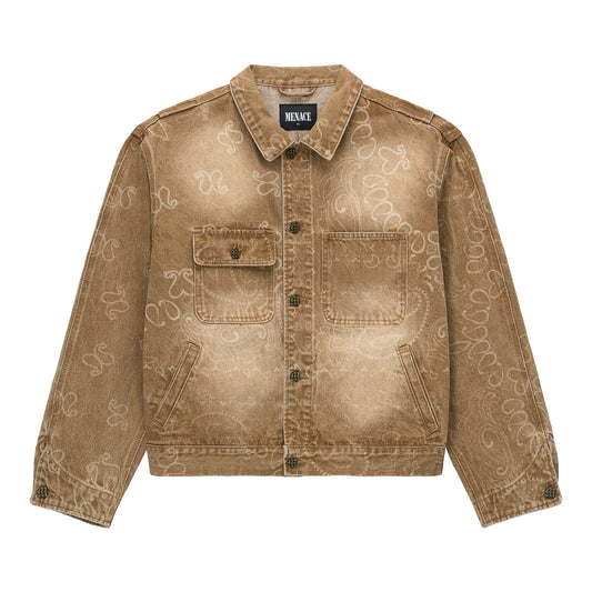 LASER ENGRAVED PAISLEY DENIM JACKET