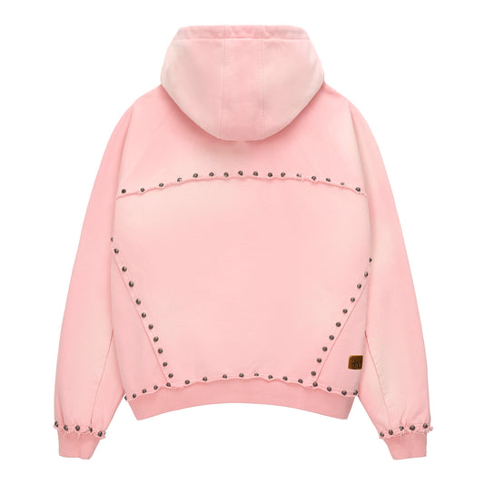 METAL RIVET ZIP-UP HOODIE