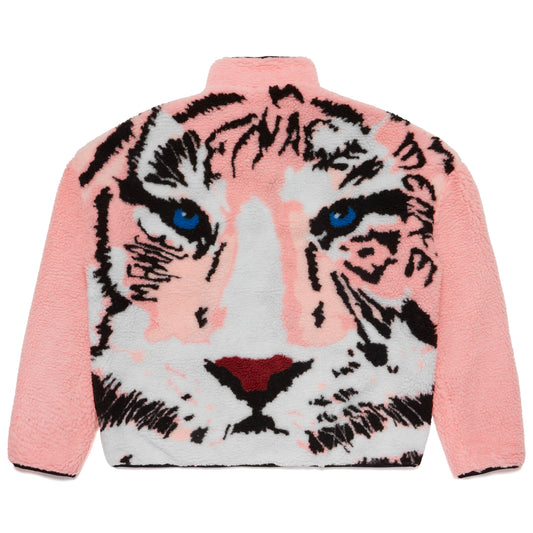 PINK TIGER SHERPA FLEECE ZIP-UP JACKET