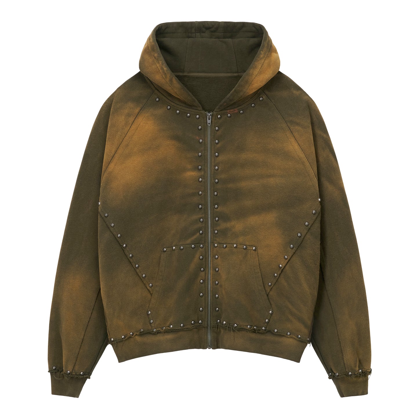 METAL RIVET ZIP-UP HOODIE