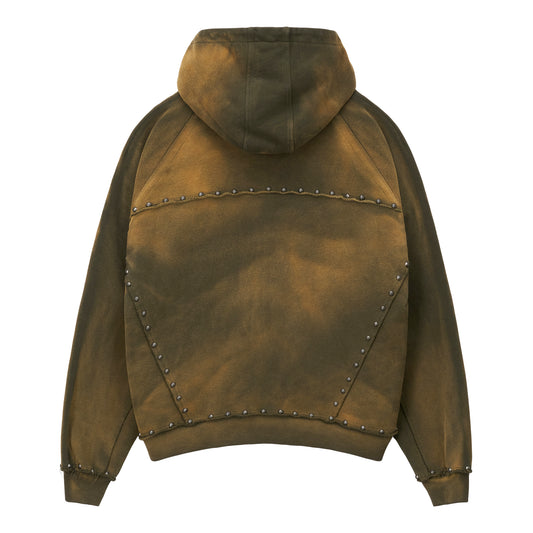 METAL RIVET ZIP-UP HOODIE