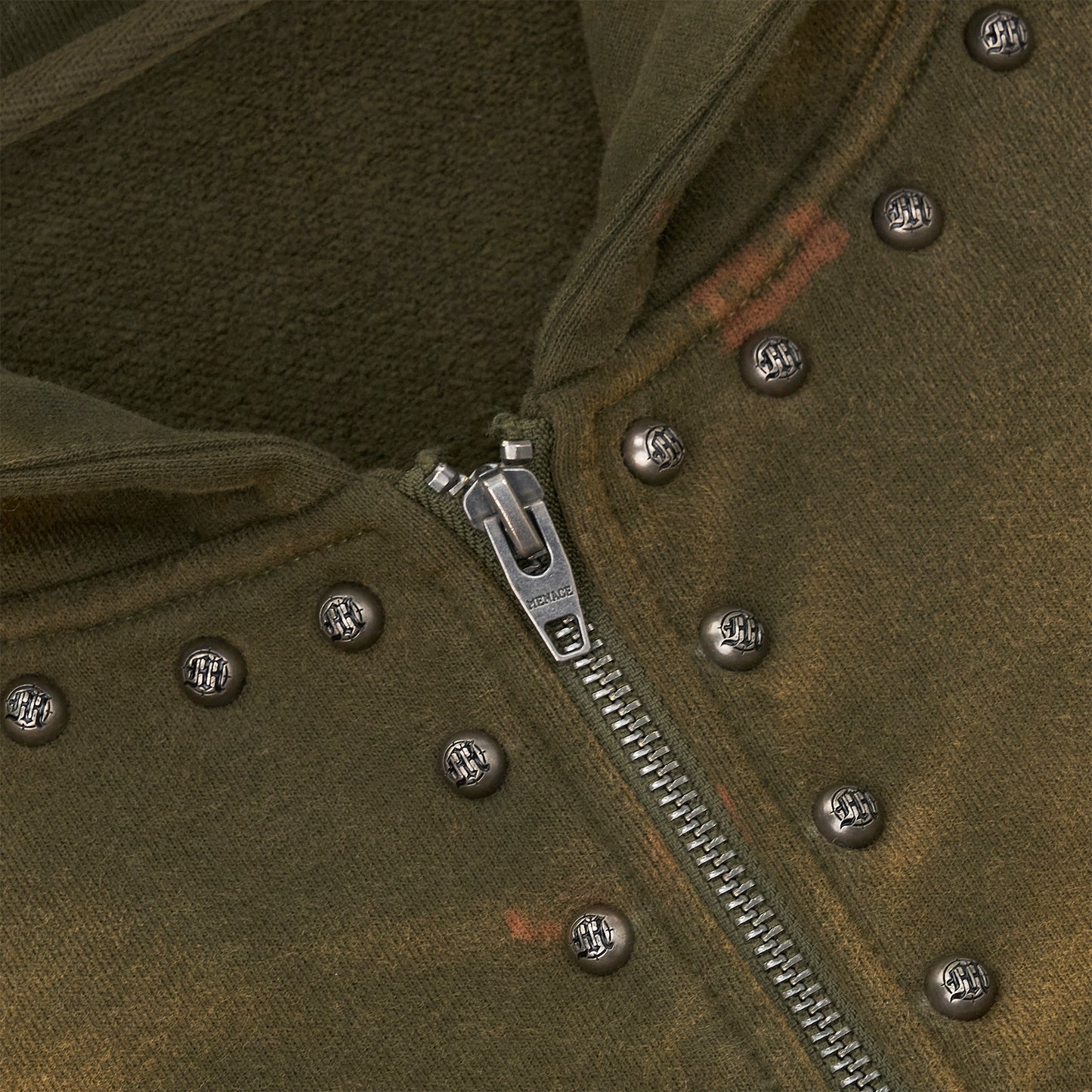 METAL RIVET ZIP-UP HOODIE