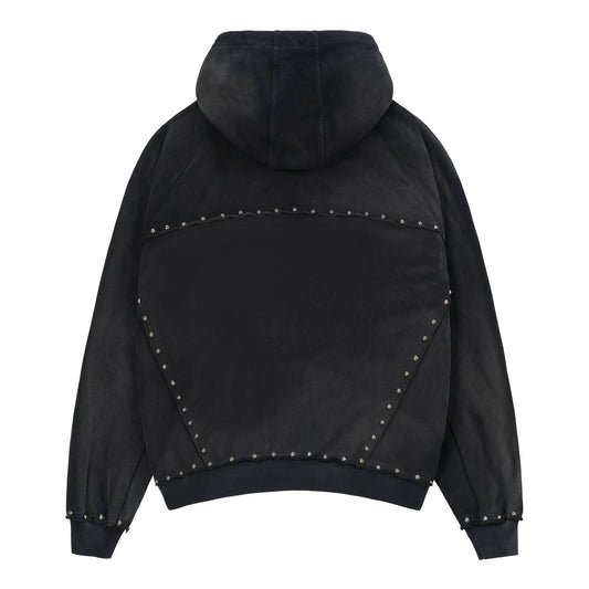 METAL RIVET ZIP-UP HOODIE
