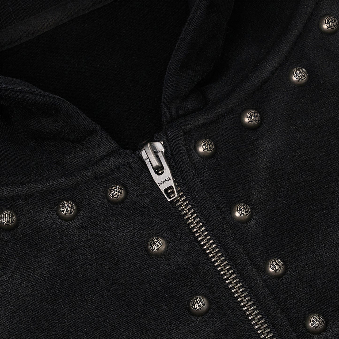 METAL RIVET ZIP-UP HOODIE