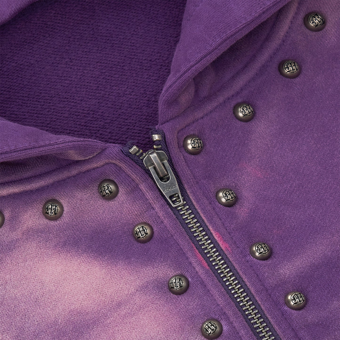 METAL RIVET ZIP-UP HOODIE