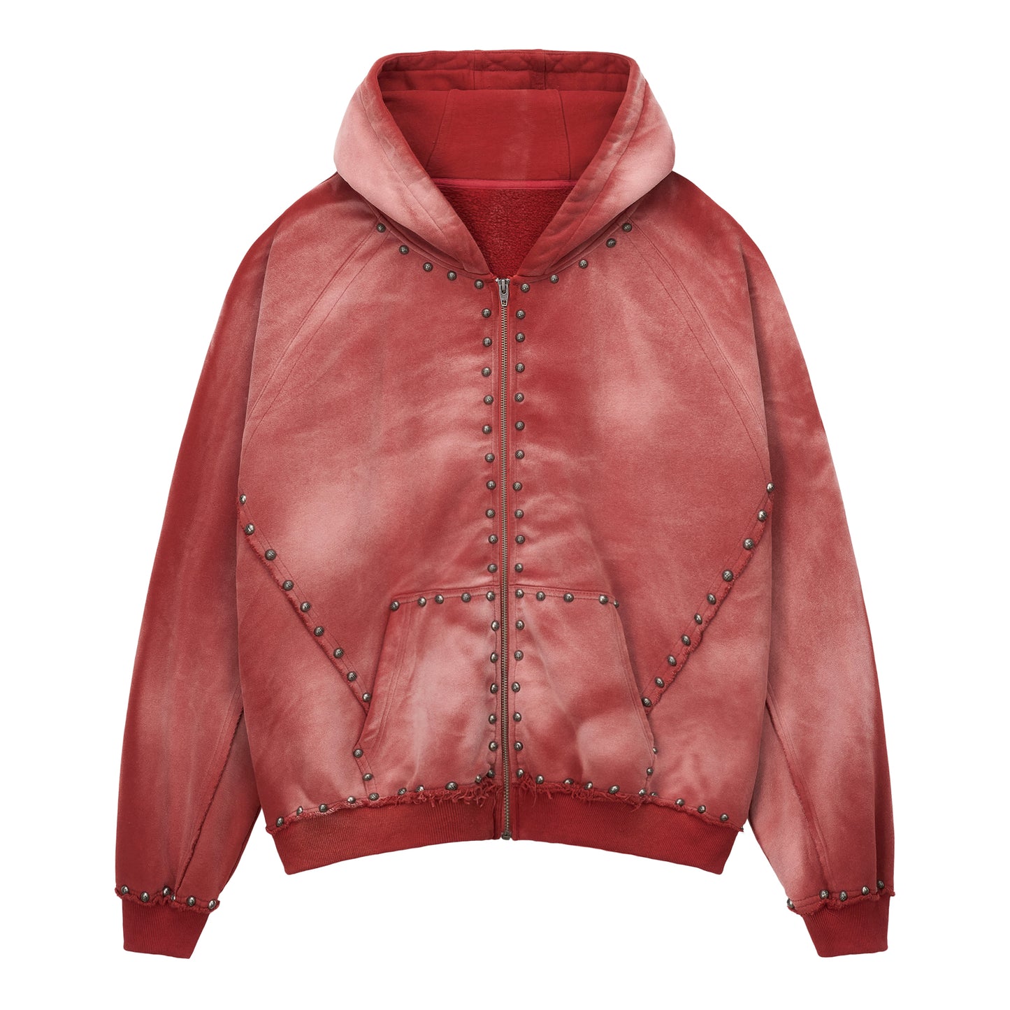 METAL RIVET ZIP-UP HOODIE
