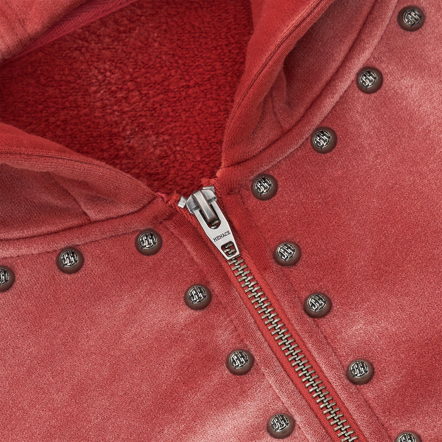 METAL RIVET ZIP-UP HOODIE