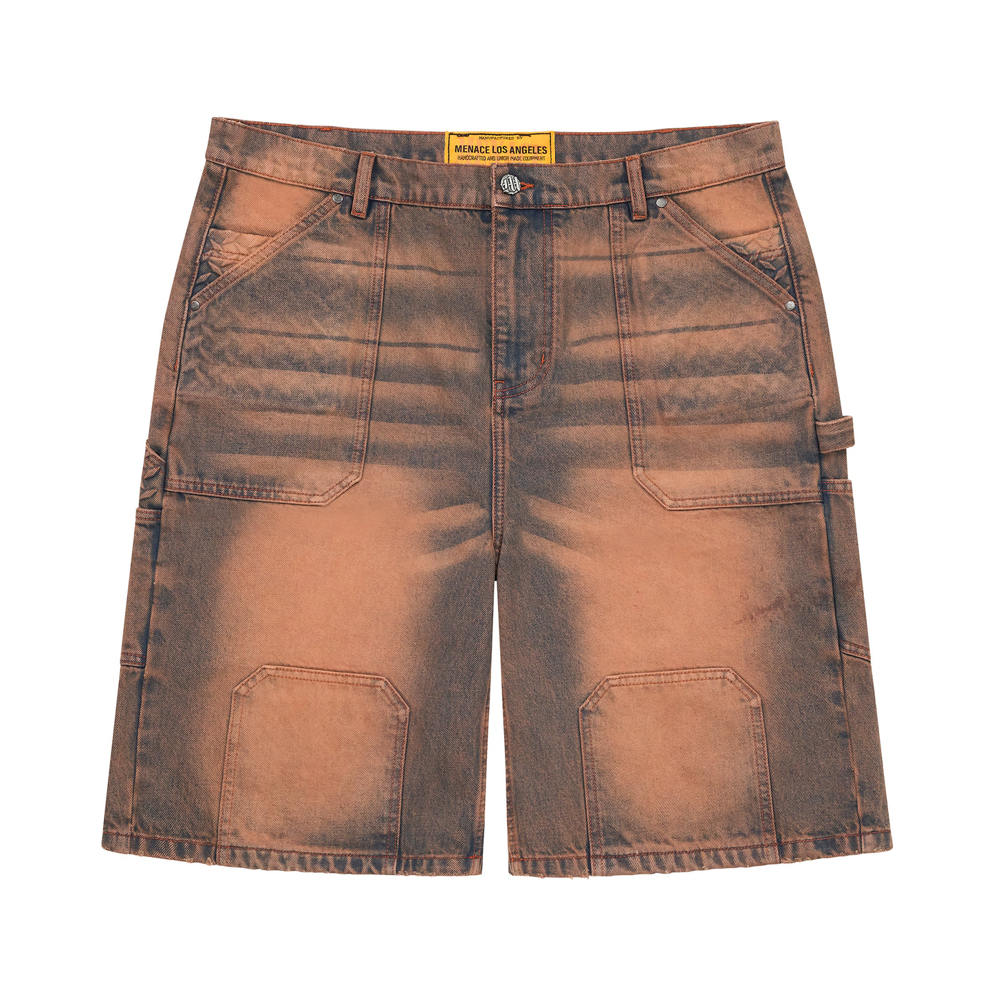 STEEL EMBOSSED DENIM CARPENTER SHORTS