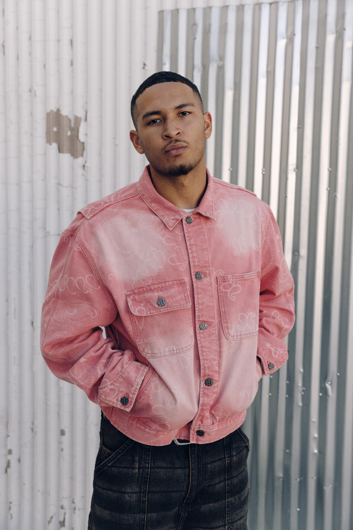 LASER ENGRAVED PAISLEY DENIM JACKET