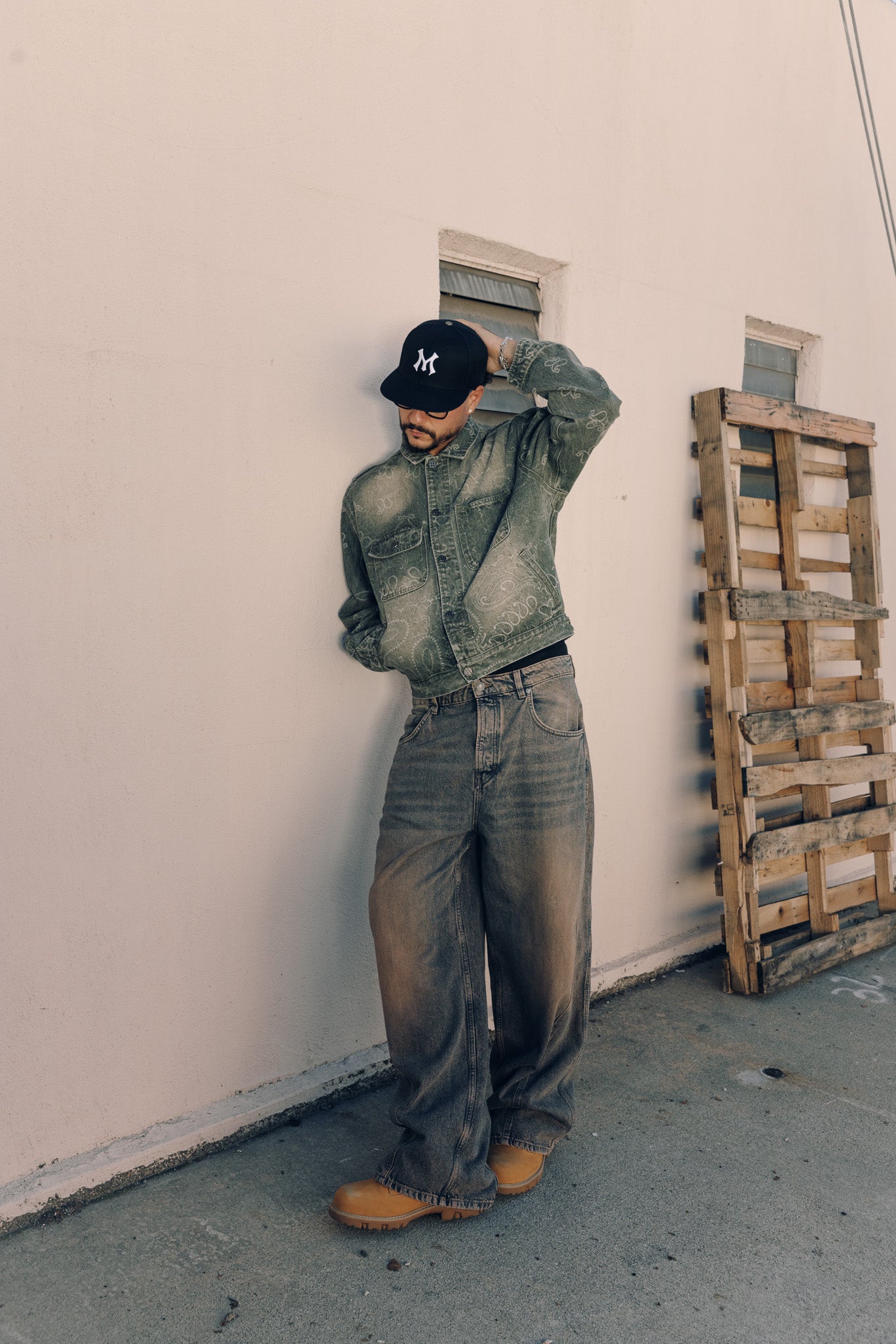 LASER ENGRAVED PAISLEY DENIM JACKET