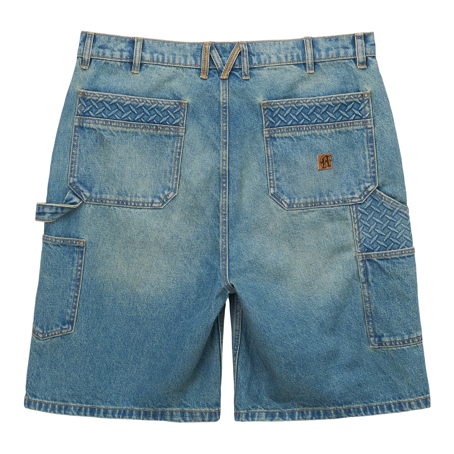 STEEL EMBOSSED DENIM CARPENTER SHORTS