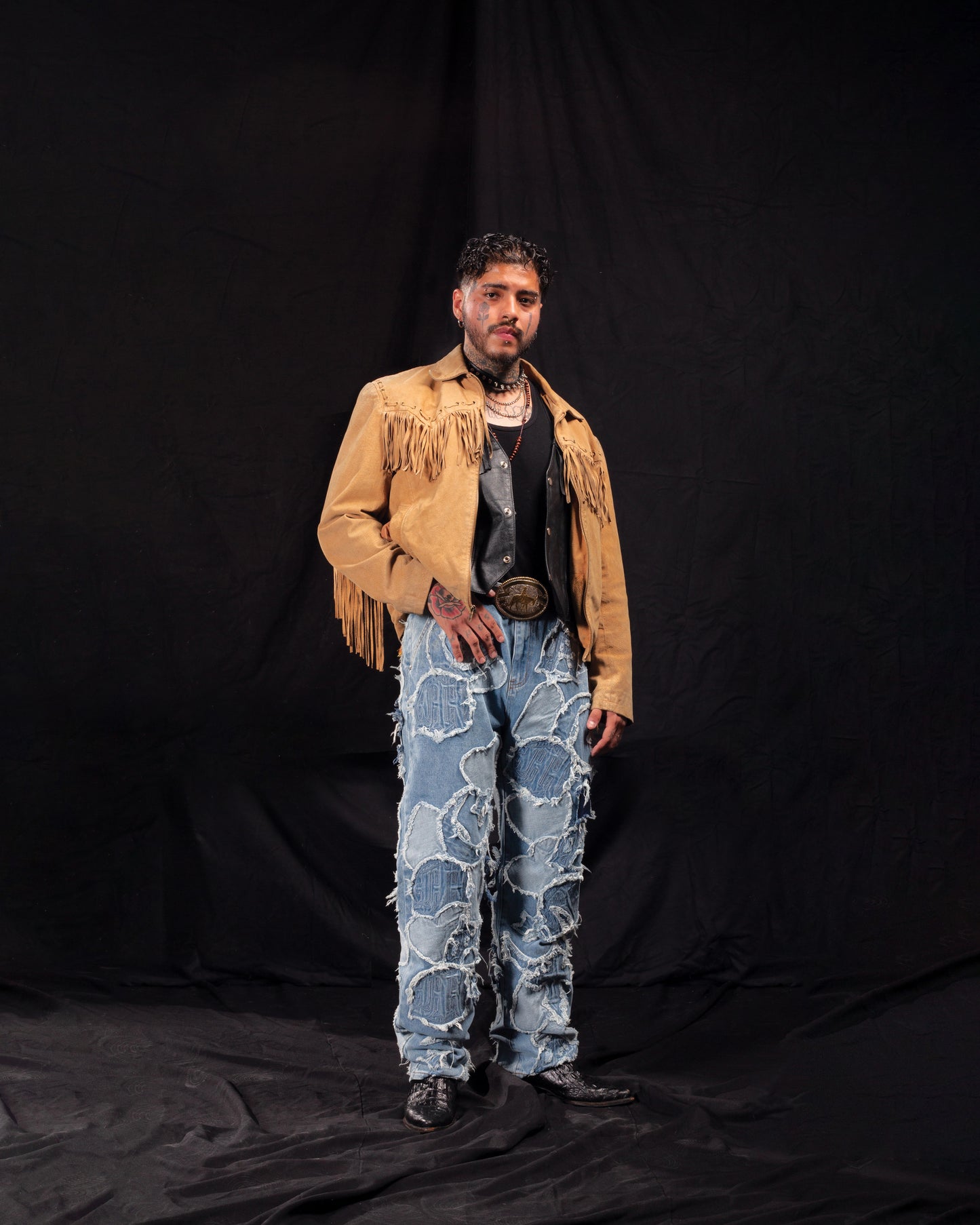 ICONOGRAPHY DENIM PATCH WORK PANTS