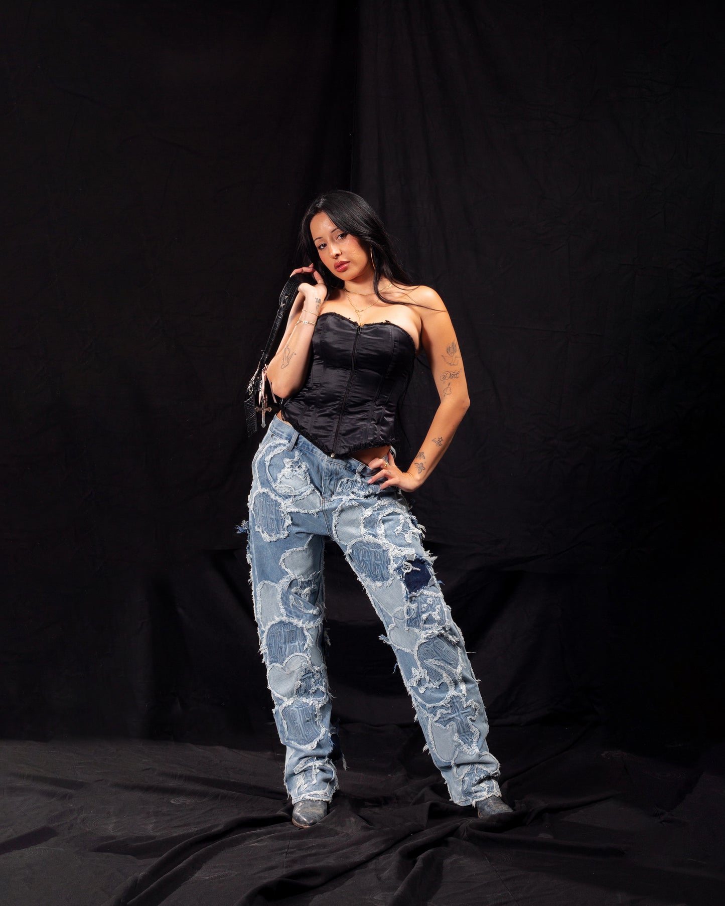 ICONOGRAPHY DENIM PATCH WORK PANTS