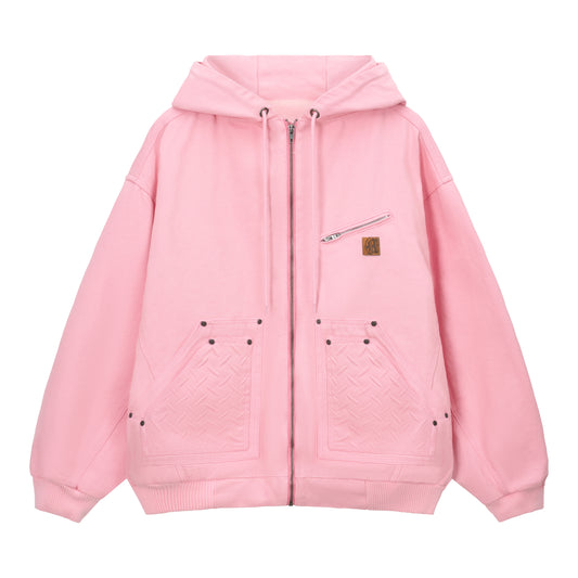 STEEL EMBOSSED CANVAS HOODED JACKET