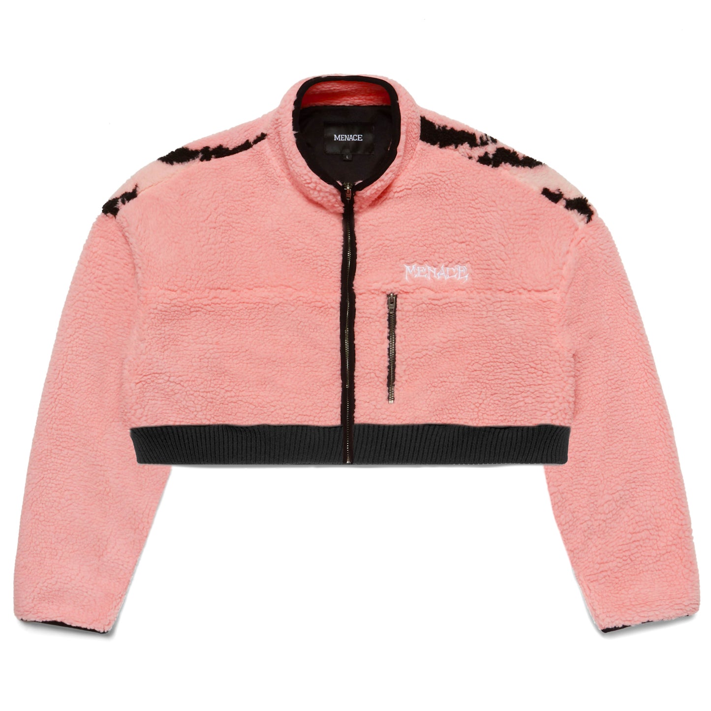 PINK TIGER SHERPA FLEECE CROPPED JACKET