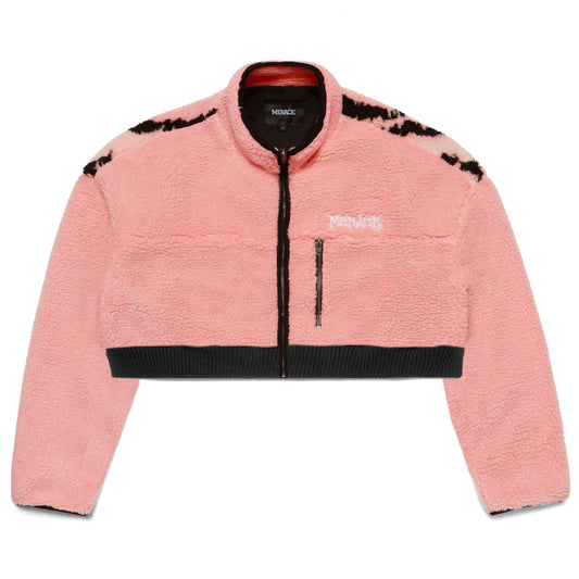 PINK TIGER SHERPA FLEECE CROPPED JACKET