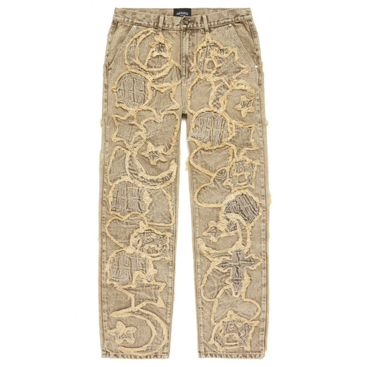 ICONOGRAPHY DENIM PATCH WORK PANTS
